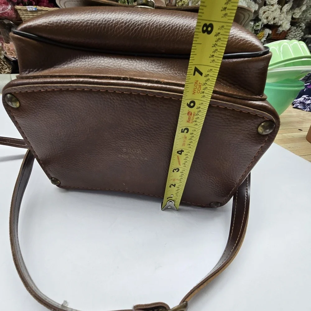 Vintage Hard Brown Leather? Like Camera Case Shoulder Bag Velvety Interior Strap